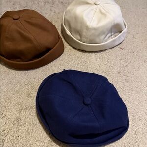 Stylish Brown, White, and Blue Caps